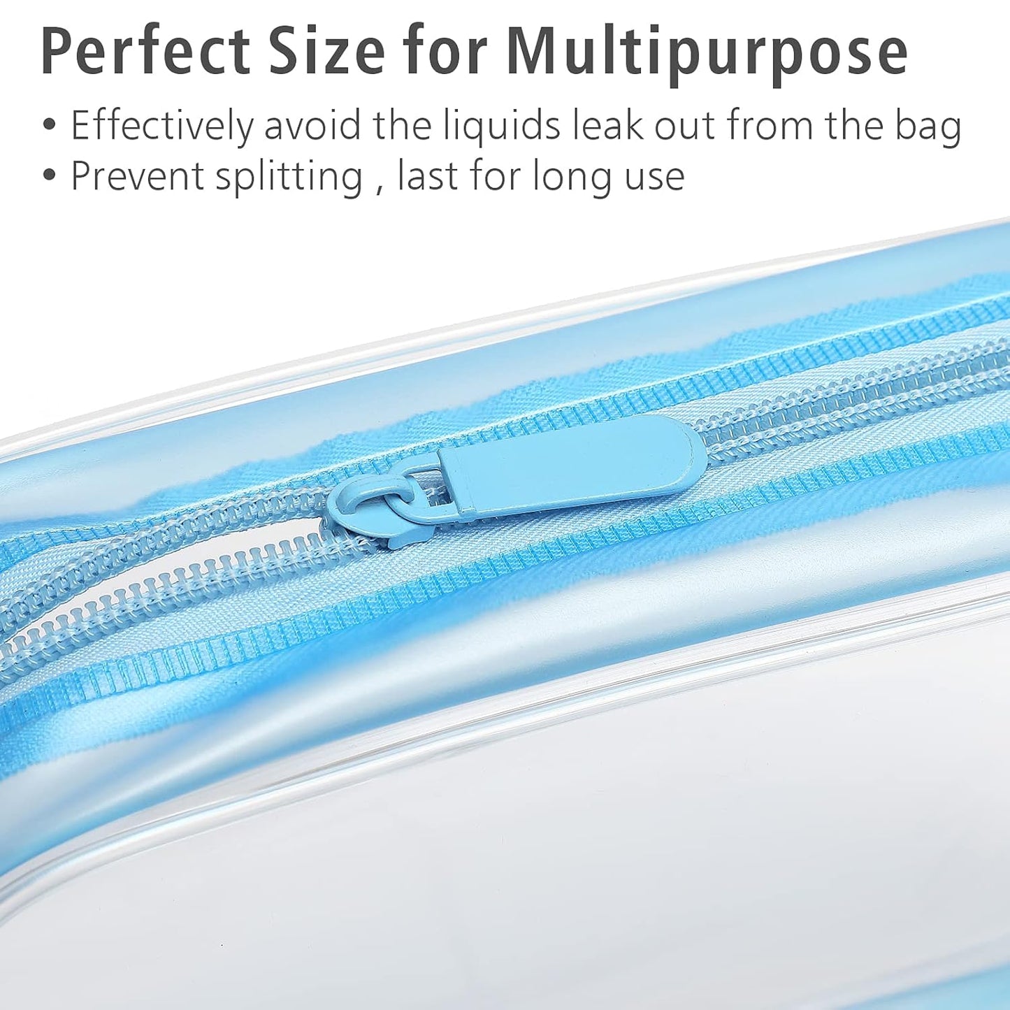 PACKISM Clear Toiletry Bag - 3 Pack Quart Size TSA Approved Toiletry Bag, Travel Makeup Cosmetic Bag for Women, Carry on Airport Airline Compliant Bag, Blue