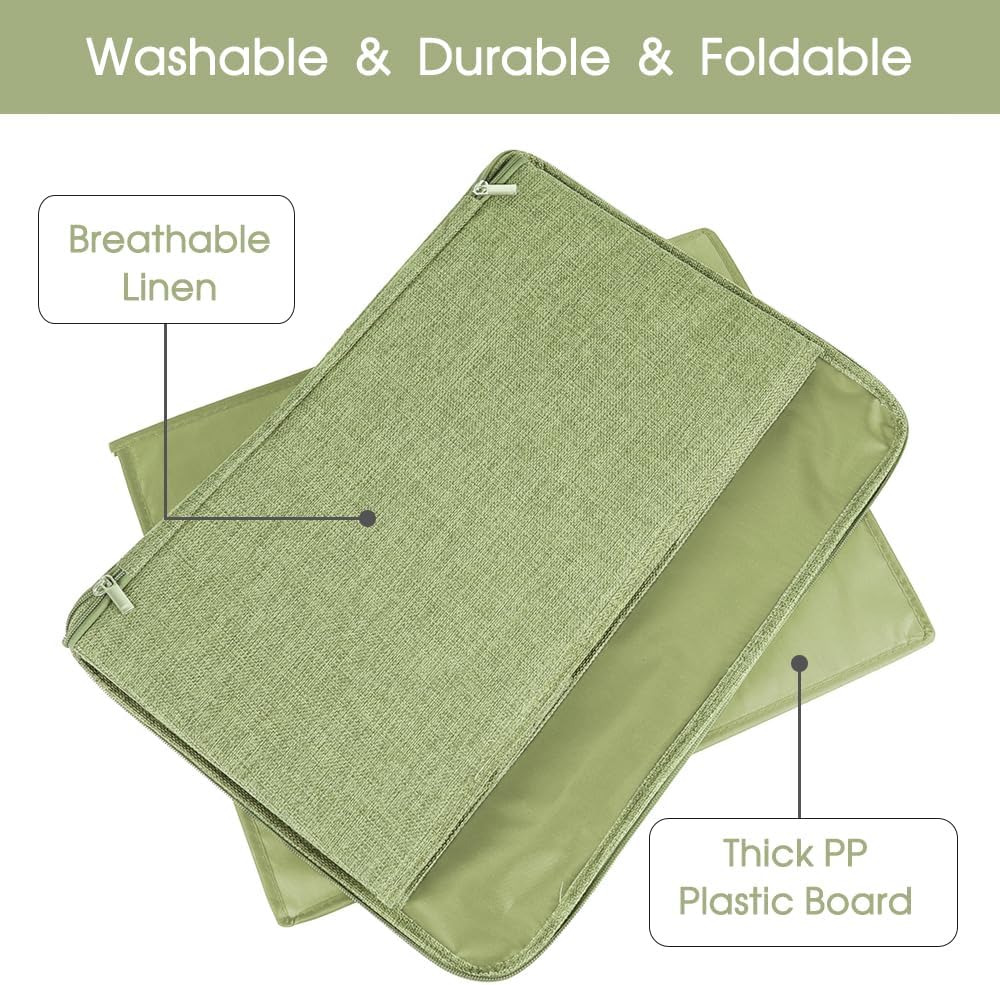 ANMINY Storage Bins with Zipper Lids 51.9 Qt Lidded Fabric Storage Boxes Baskets Cubes with Handles Collapsible Washable Cotton Linen Closet Shelf Clothes Organizer - Green, Extra Large