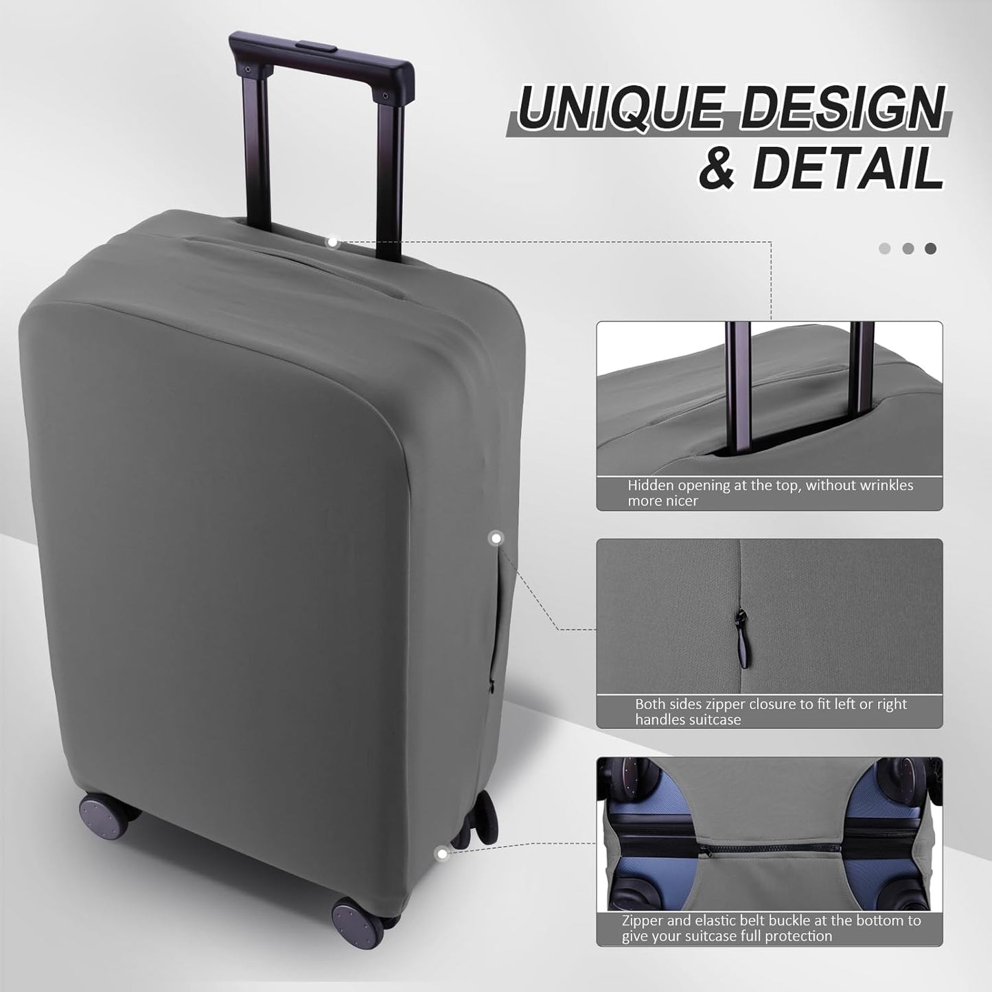 Travel Luggage Cover Suitcase Protector Scratch-Resistant Fit 19-31 Inch Suitcase, Not Included Suitcase (Slate Gray, L(26-27 inch))