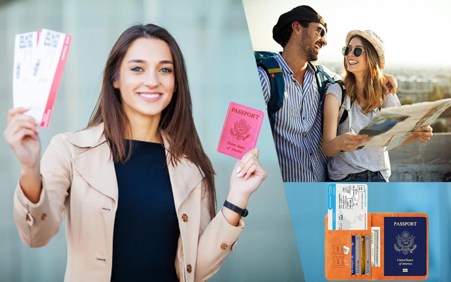 Passport Holder Cover Wallet Travel Essentials RFID Blocking Leather Card Case International Must Haves Travel Accessories for Women Men(101#Earthy Yellow)