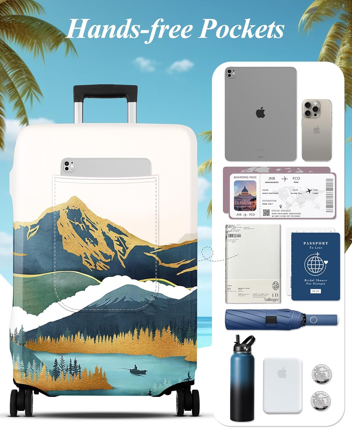 Slohif Luggage Cover for Suitcase Tsa Approved Protector - Luggage Sleeve Large Suit Case Cover Travel Stretch Baggage Case Protective Washable Fit 30-32 Inch Mountain XL