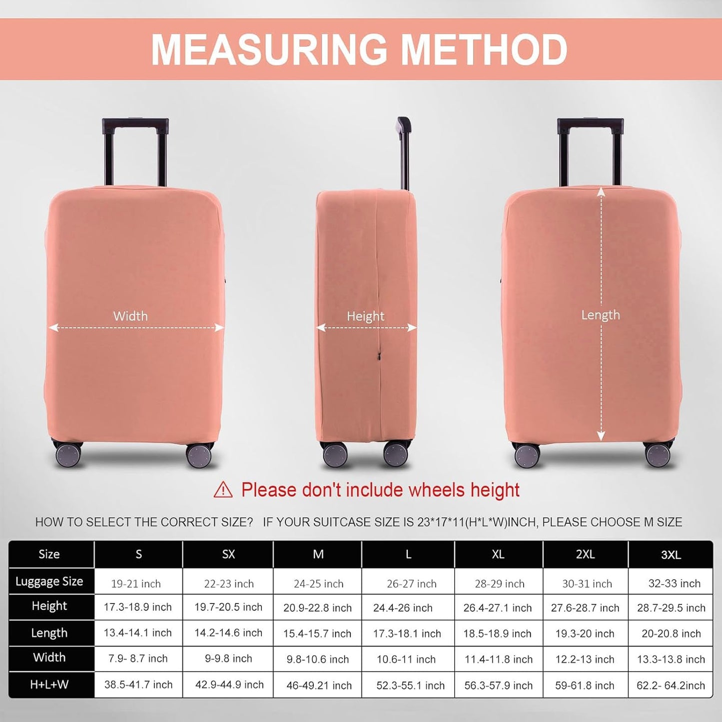 Travel Luggage Cover Suitcase Protector Scratch-Resistant Fit 19-31 Inch Suitcase, Not Included Suitcase (Pink, 3XL(32-33inch))