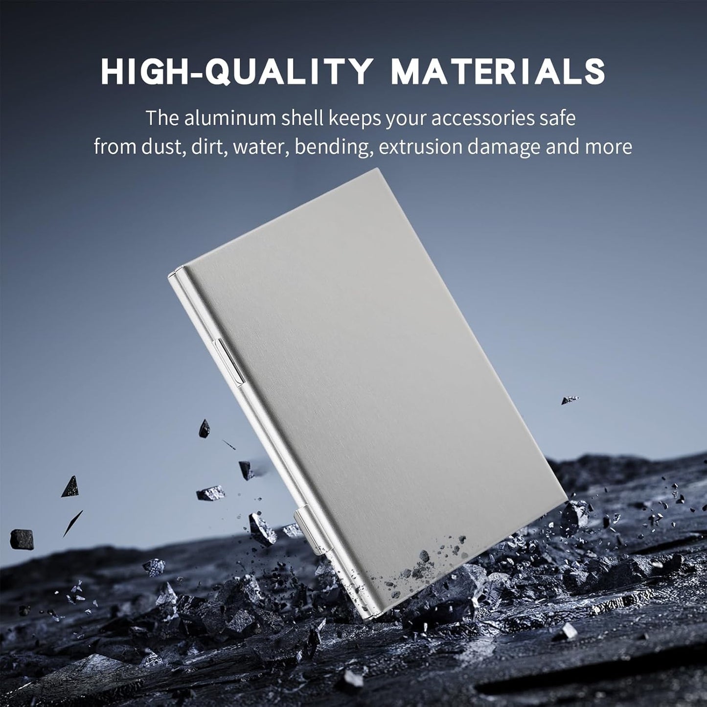 Aluminum SIM Card Case, 19Slots Ultrathin SIM Card Holder, Fit for 4 SIM Card, 14 Micro sim Card and 1 Cell Phone Eject Pin Slots, Silver