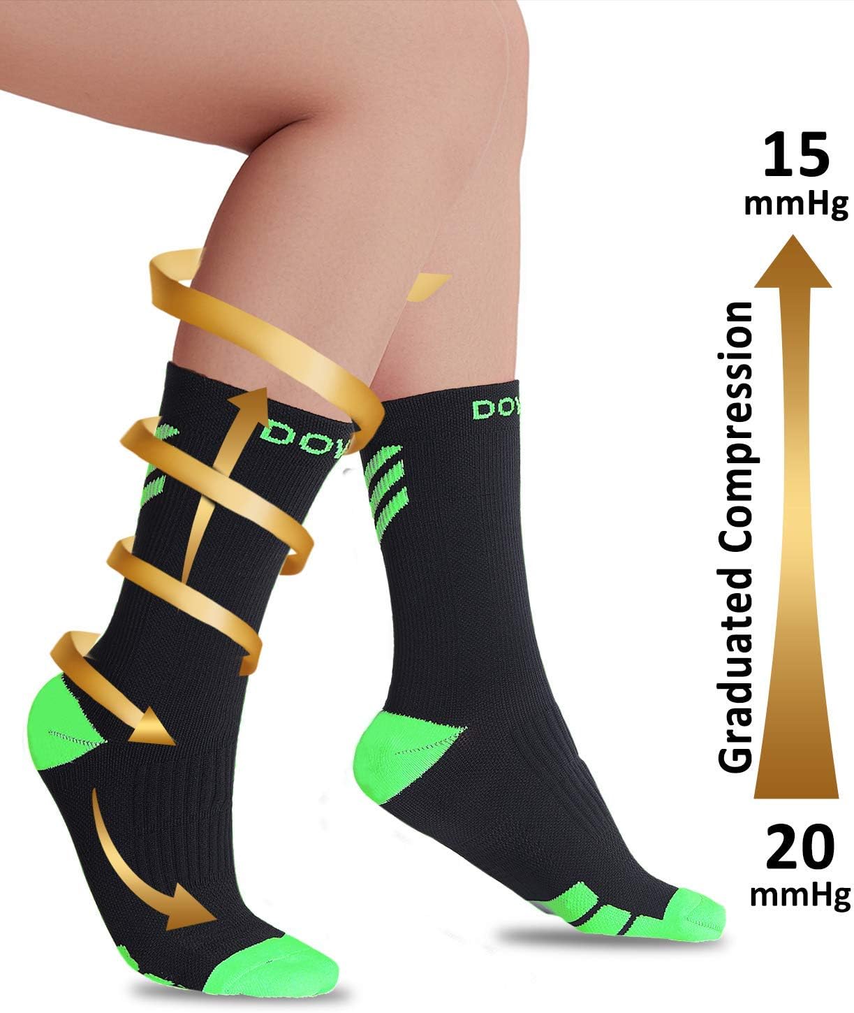 DOVAVA Dri-tech Compression Crew Socks (4/6 Pairs), Comfort Boost Circulation