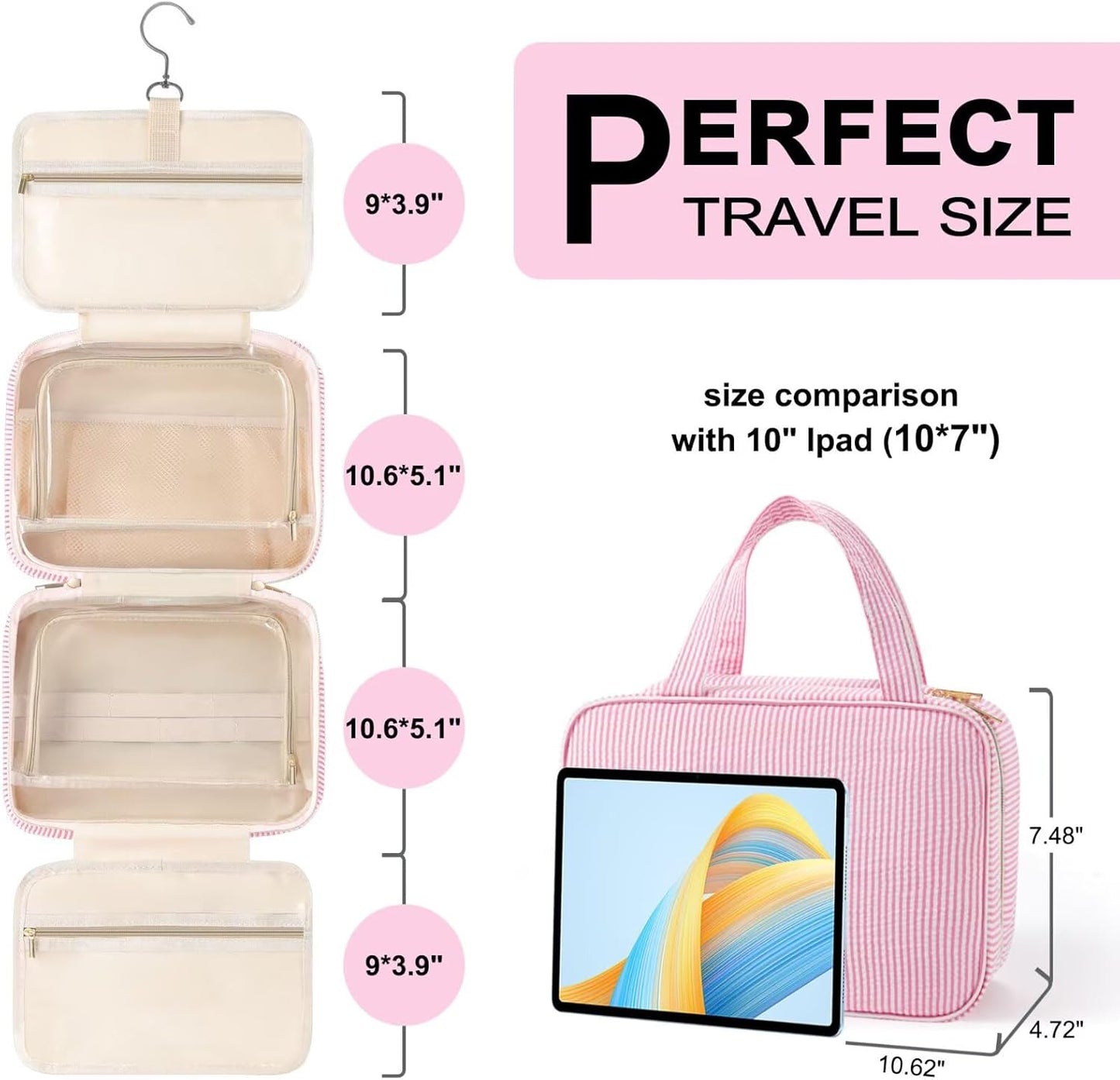 TOPEAST Travel Toiletry Bag Makeup Bag - Hanging Toiletry Bag for Women, Portable Toiletries Travel Bag and Cosmetic Bag, Airplane Travel Essentials Travel Toiletry Bag - Letter S, Purple