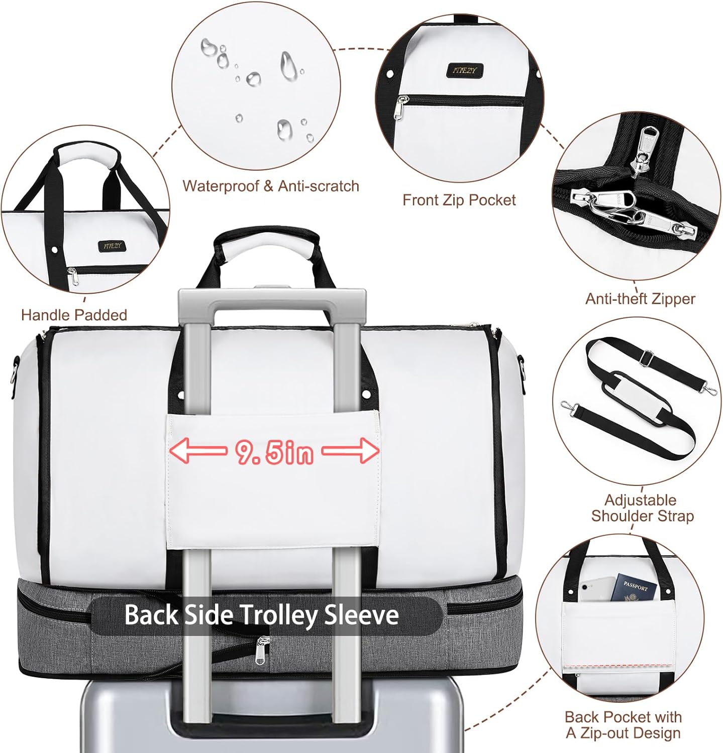 Garment Duffle Bag for Travel - Convertible Carry on Garments Duffel Bags Travel Bag for Women Men Large Weekender Bag with Shoes Compartment 3 in 1 Hanging Clothes Suit Dress Bag 3pcs Set