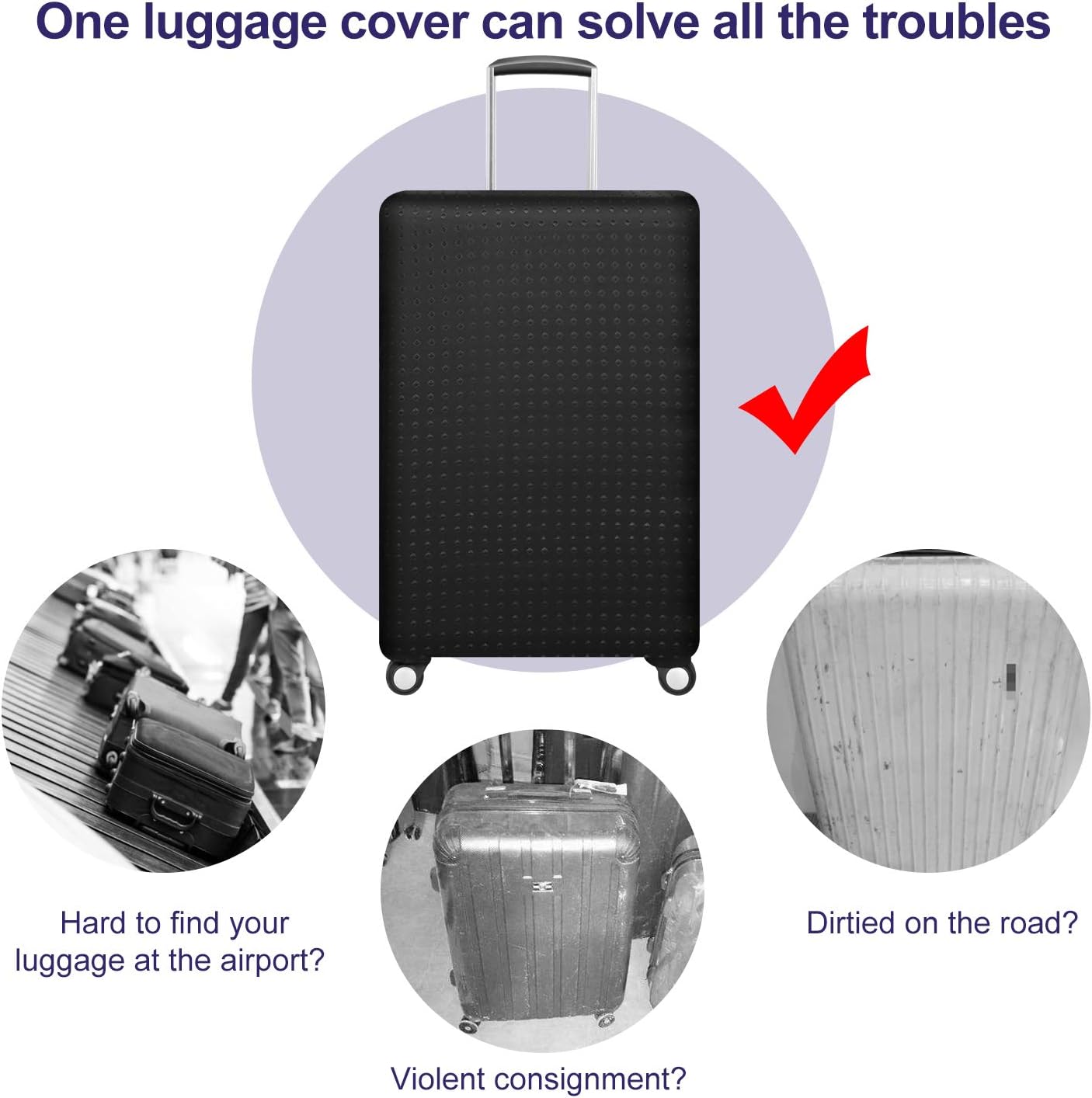 7-Mi Travel Suitcase Protector elastic sleeve Cover 19"-20" Anti-Scratch Luggage Cover Size S
