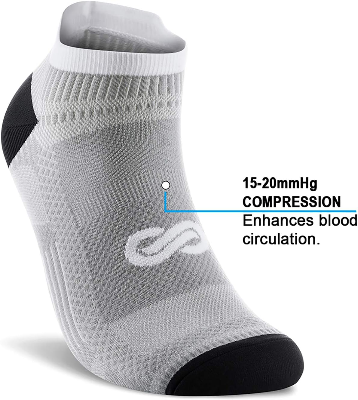 PAPLUS Ankle Compression Sock for Men and Women 2/4/6 Pairs, Low Cut Compression Running Sock with Ankle Support