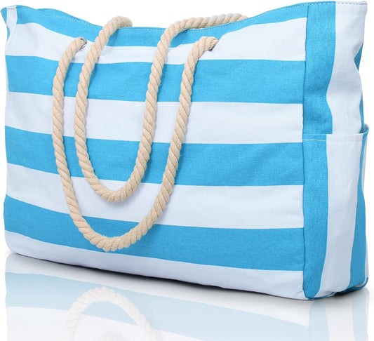 Becokan Beach Bags for Women Large Waterproof Beach Tote Bag Zipper Beach Bags Waterproof Sandproof Swim Pool Bag Large Tote