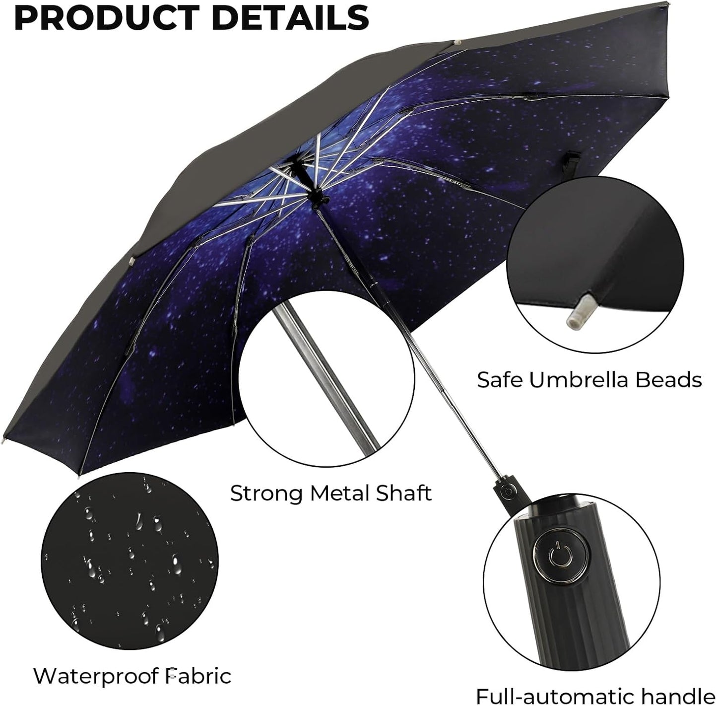 Compact Inverted Travel Umbrella, Automatic Open Close, 9-Rib 46 Inch Windproof Umbrella, Waterproof UPF 50+, Portable Umbrellas for Men, Women, Travel, and Daily Use