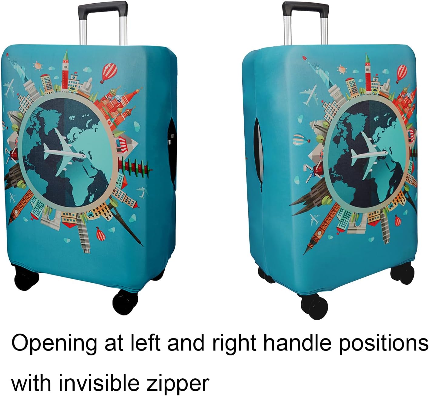WUJIAONIAO Travel Luggage Cover Spandex Suitcase Protector Washable Baggage Covers (L (for 25-28 inch luggage), Go Travel)