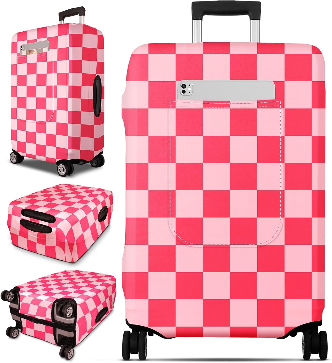 Slohif Luggage Cover for Suitcase Tsa Approved Protector - Luggage Sleeve Large Suit Case Cover Travel Stretch Baggage Case Protective Washable Fit 30-32 Inch Checkered XL