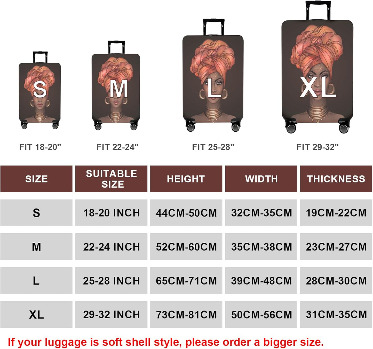 WUJIAONIAO Travel Luggage Cover Spandex Suitcase Protector Washable Baggage Covers (M (for 22-24 inch luggage), don't touch)