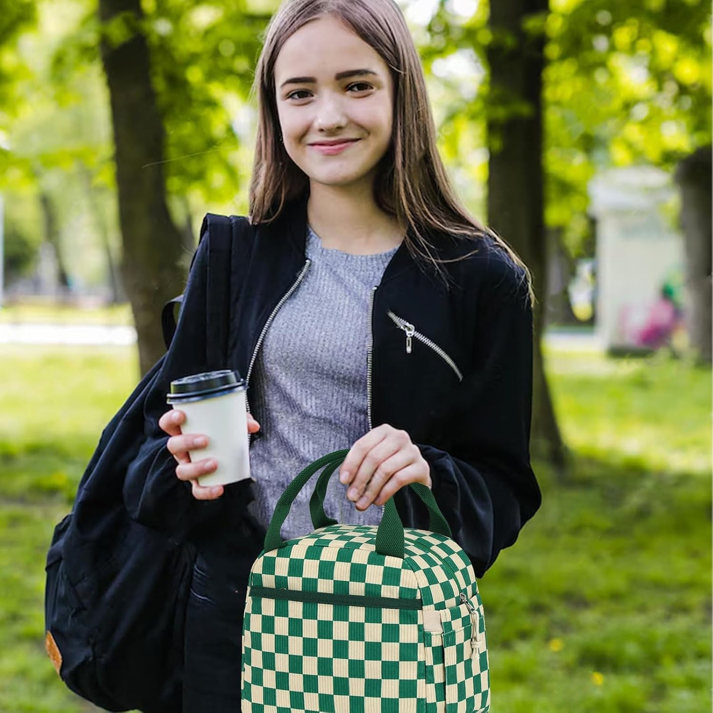 Bluboon Lunch Box for Women men Insulated Cute Corduroy Lunch bag, Reusable Cooler Bag for Work, Picnic, Travel