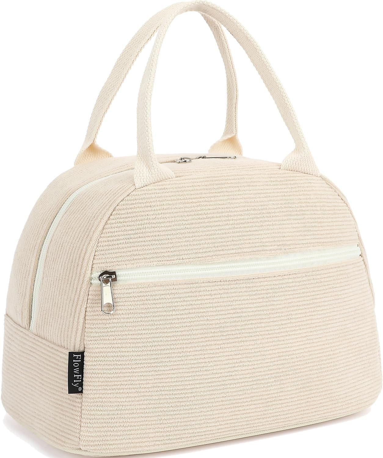 FlowFly Lunch Bag for Women Insulated Lunch Box Corduroy Lunch Tote Cooler for Travel Work Picnic,Corduroy Beige