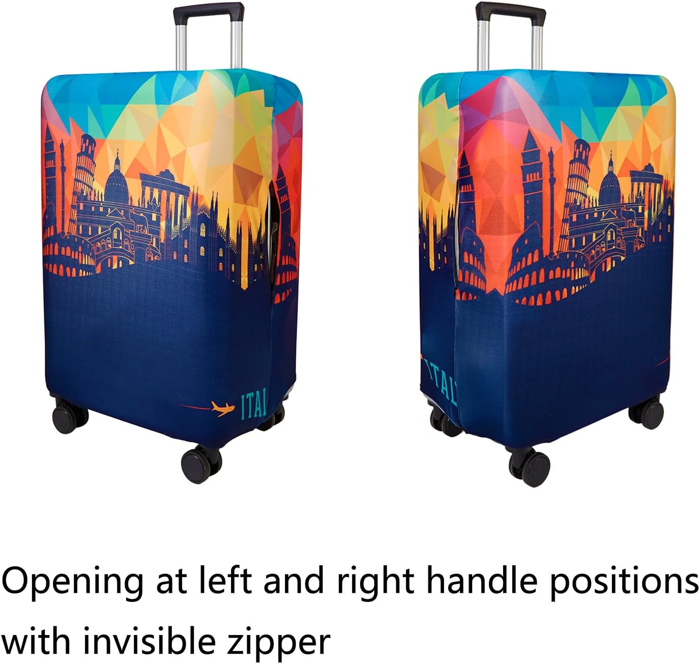 WUJIAONIAO Travel Luggage Cover Spandex Suitcase Protector Washable Baggage Covers (L (for 25-28 inch luggage), City)