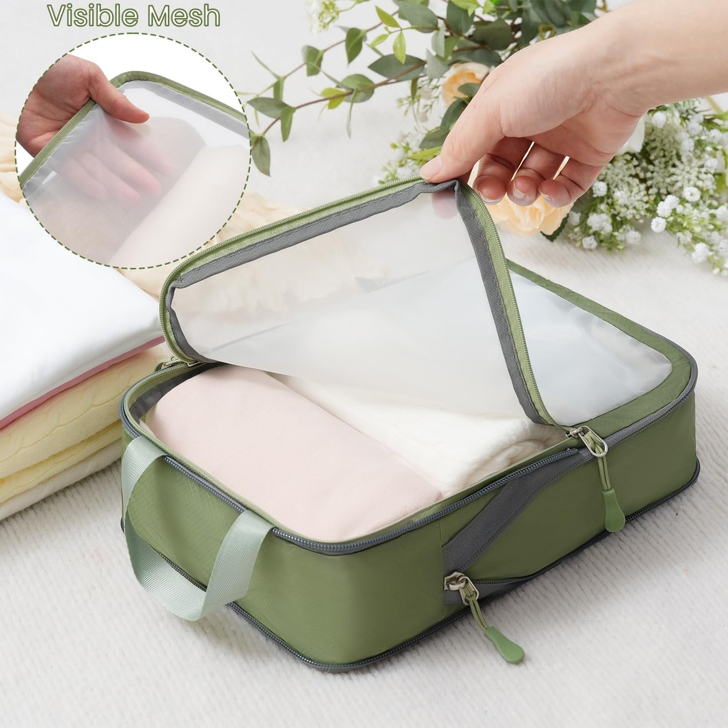 BAGAIL 6 Set Ultralight Compression Packing Cubes Packing Organizer for Travel Accessories Luggage Suitcase Backpack