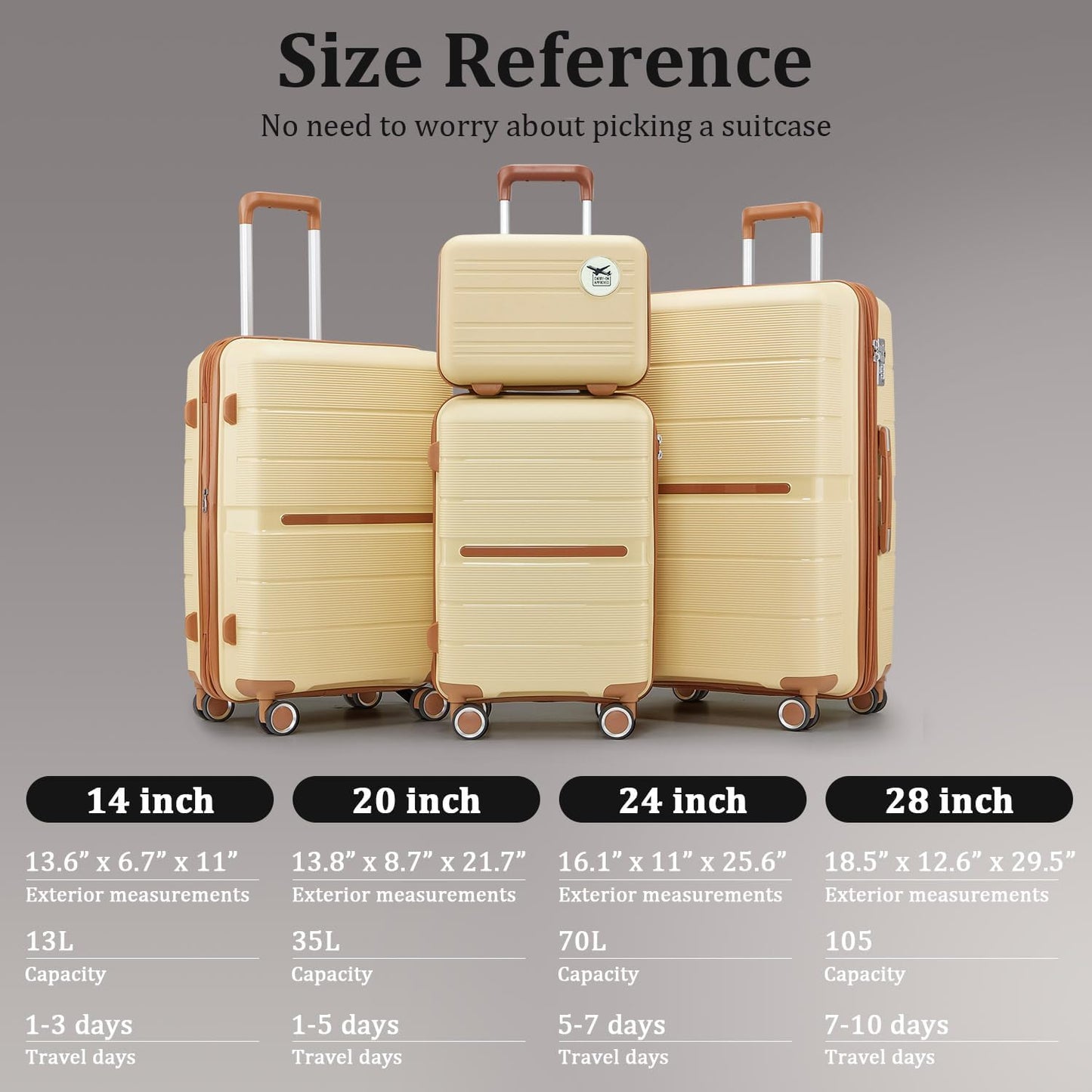 4-Piece Hardshell Luggage Set with TSA Locks, Expandable Suitcases and Silent Spinner Wheels - Vibrant Colors for Easy Identification (14/20/24/28 Inch) - Family Travel Suitcase Sets