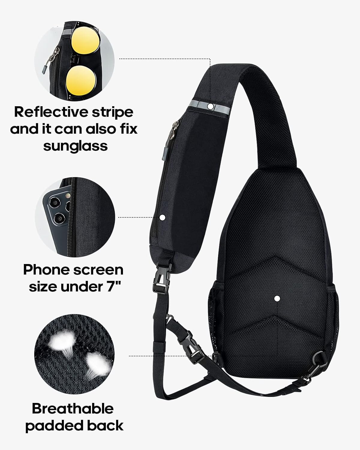 WATERFLY Crossbody Sling Backpack Sling Bag Travel Hiking Chest Bag Daypack
