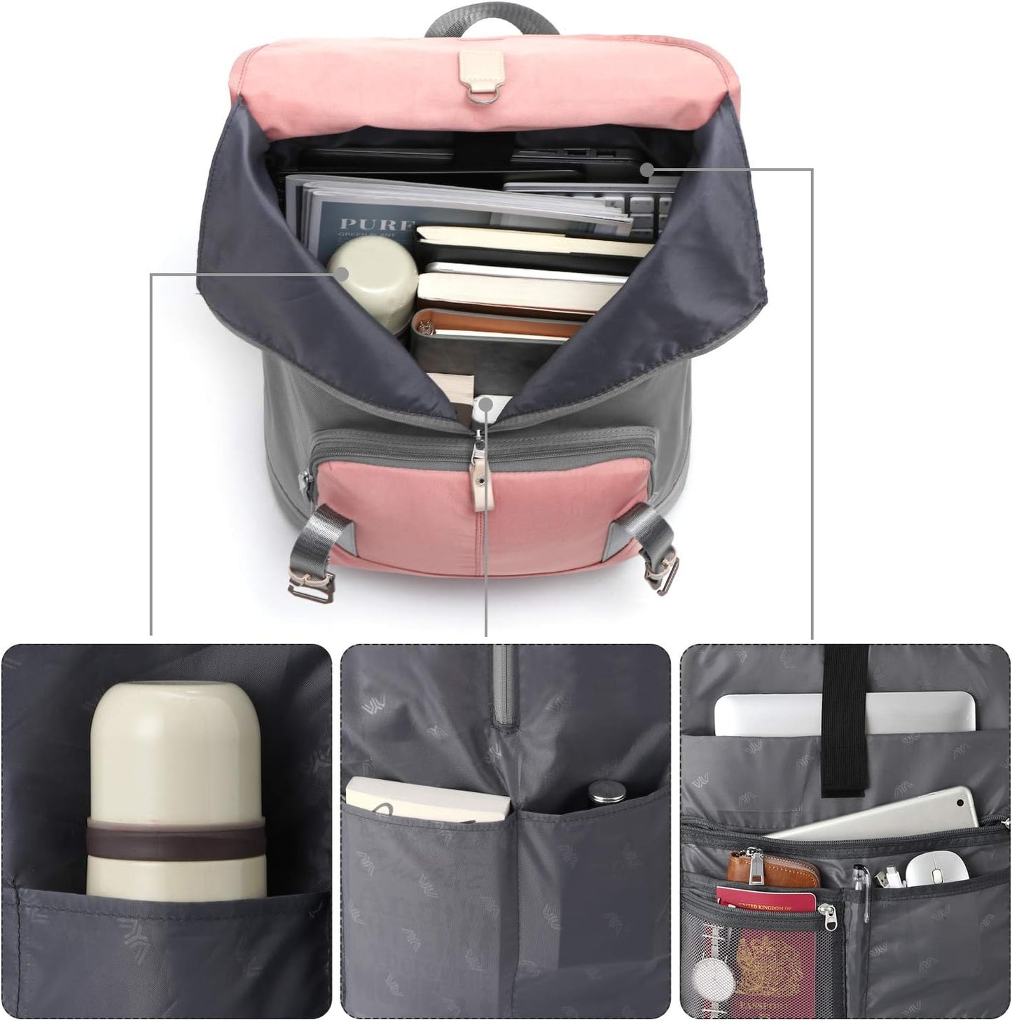 17 Inch Women Backpack School Bags for Teen Girls,College Student Bookbag Computer Backpack with USB Charging Port