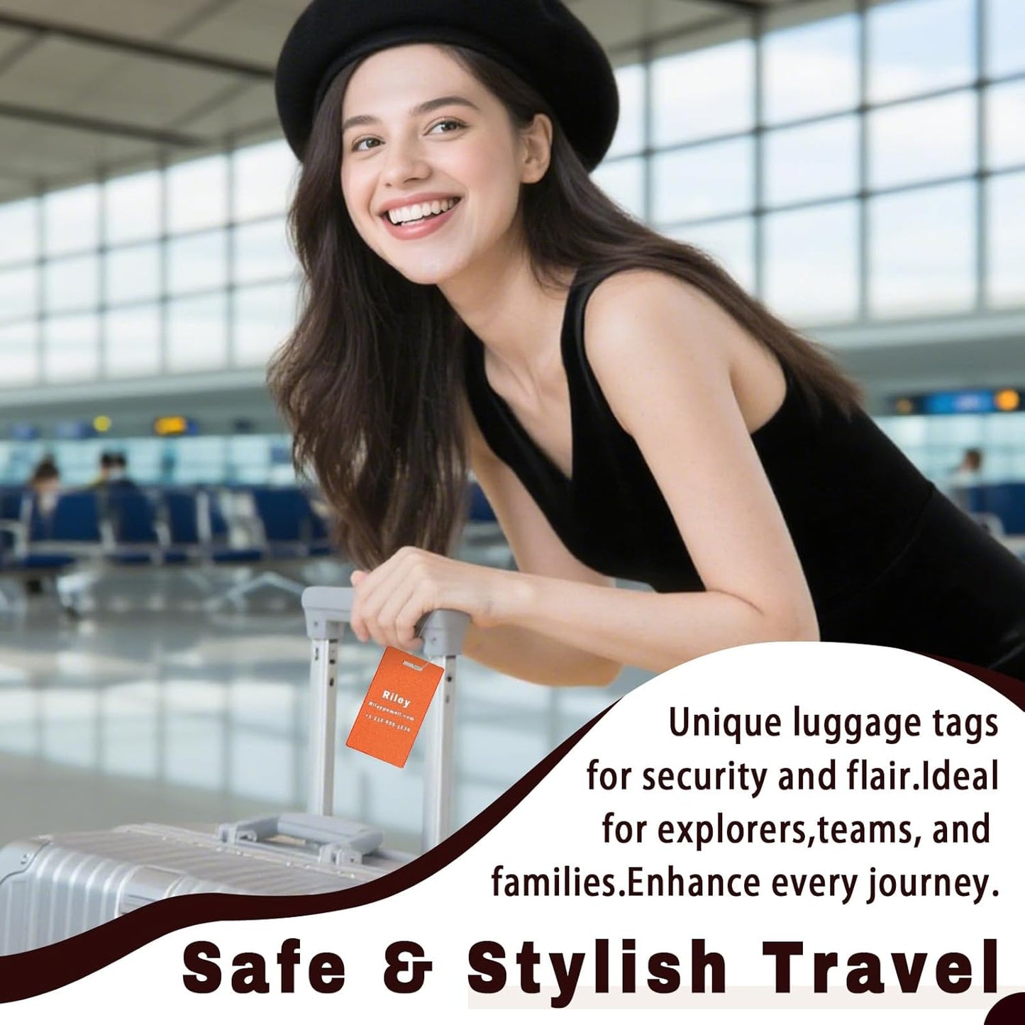 4PCS Personalized Luggage Tags for Travel Durable Aluminium Luggage Tags for Suitcases Custom Bag Tags for Backpacks Heavy Duty Personalized Name Tags for Birthday Gifts(Small,Orange)