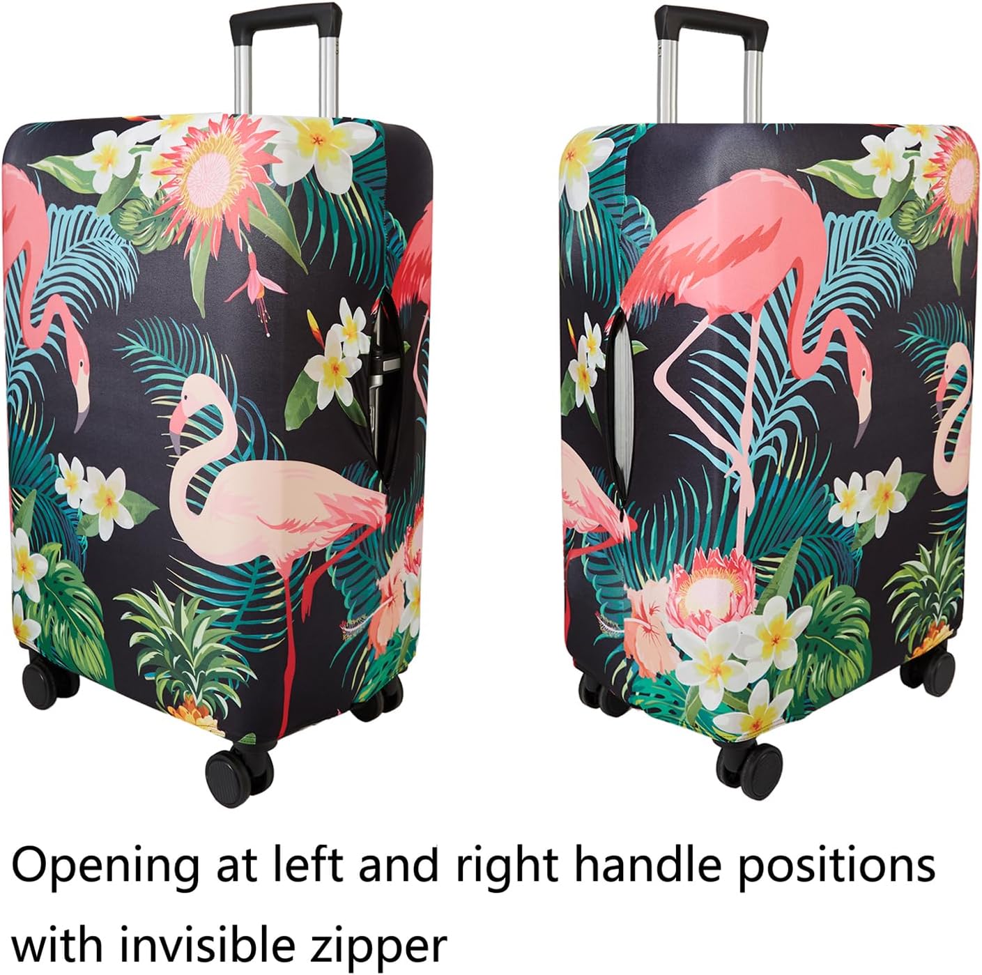 WUJIAONIAO Travel Luggage Cover Baggage Suitcase Protector Fit for 18-32 Inch Luggage (XL (for 29-32 inch luggage), Flower flamingo)