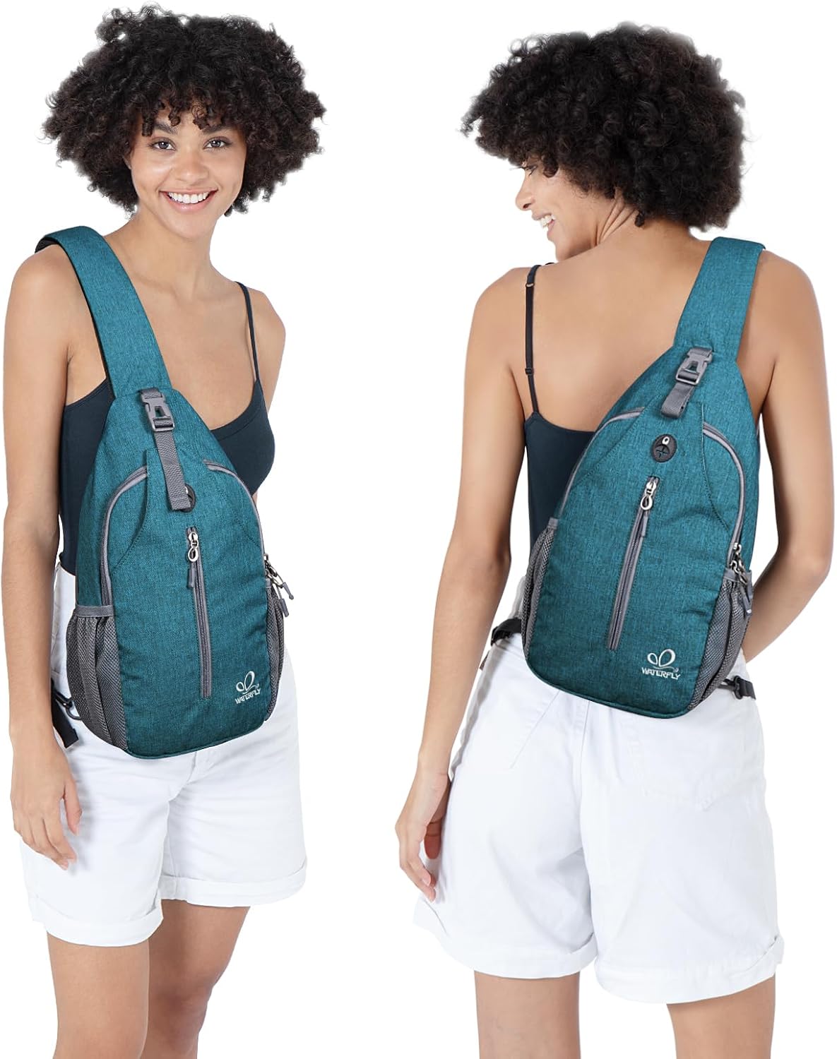WATERFLY Crossbody Sling Backpack Sling Bag Travel Hiking Chest Bag Daypack