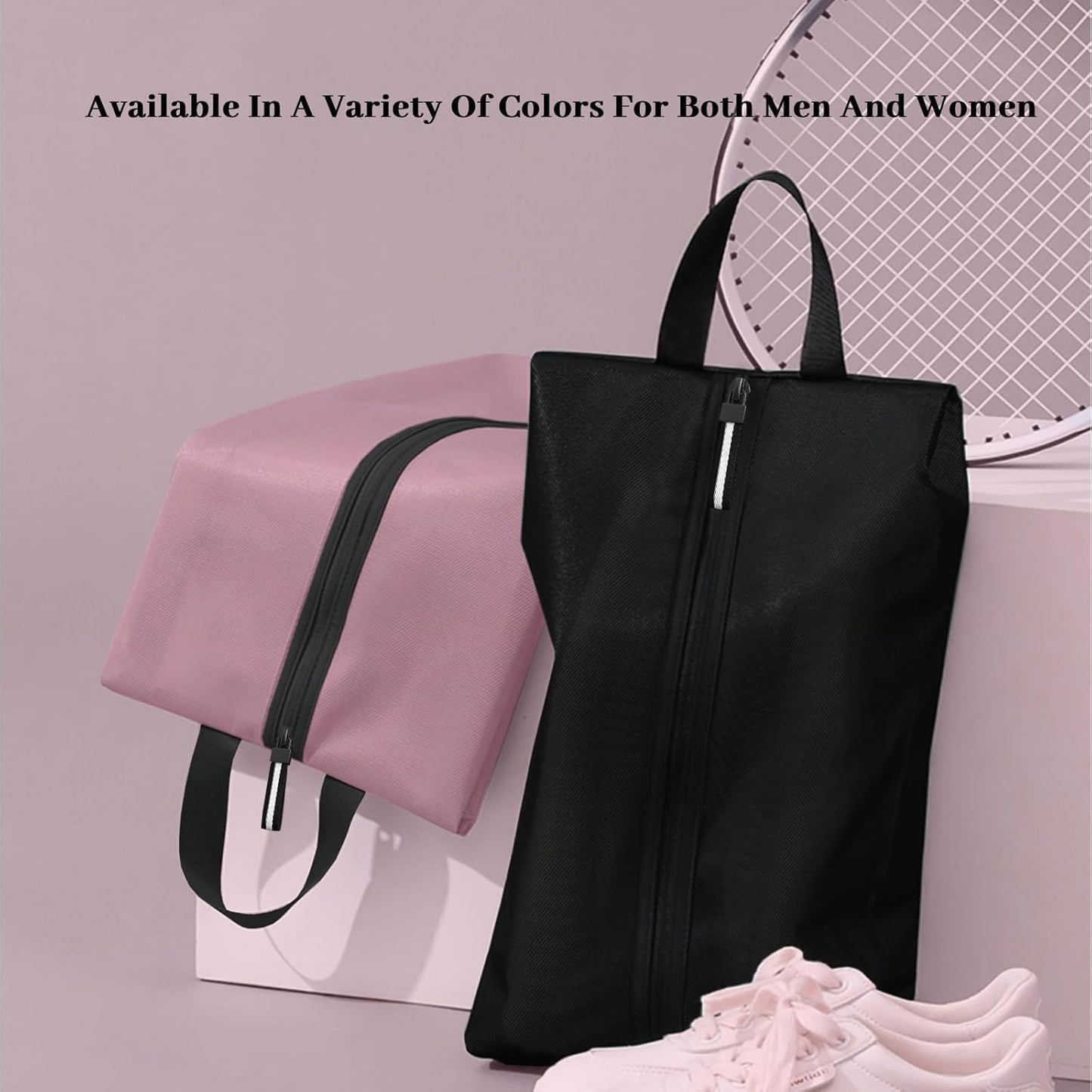 Shoe Bags for Travel Large Capacity Oxford Fabric Portable Shoe Bags, Multi-Functional Dust-Proof and Waterproof Men & Women Travel Shoe Bag for Packing in Suitcase(Pink, 1-Pack)