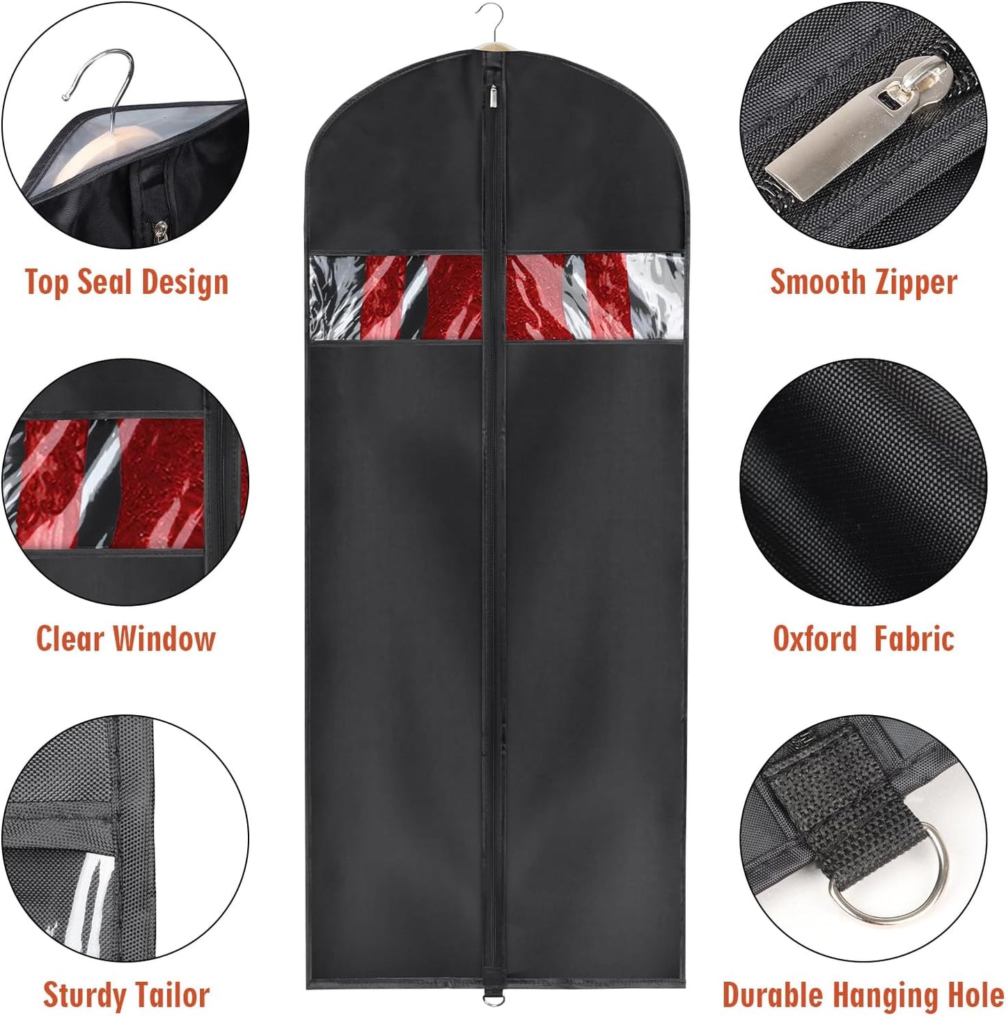Univivi 16 Pack Suit Cover Bags 60 Inch Garment Bags for Hanging Clothes, Garment Bags for Women Dresses with Clear Window and ID Card Holder for Suit Jacket, Skirt, Shirt and Coat