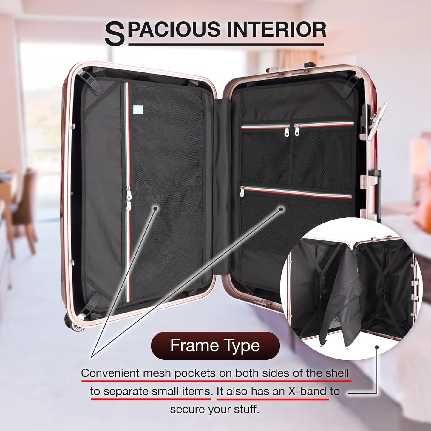 LEGEND WALKER Durable Aluminum Frame Hardside Luggage, 28-inch, Green, 5122-62-GR