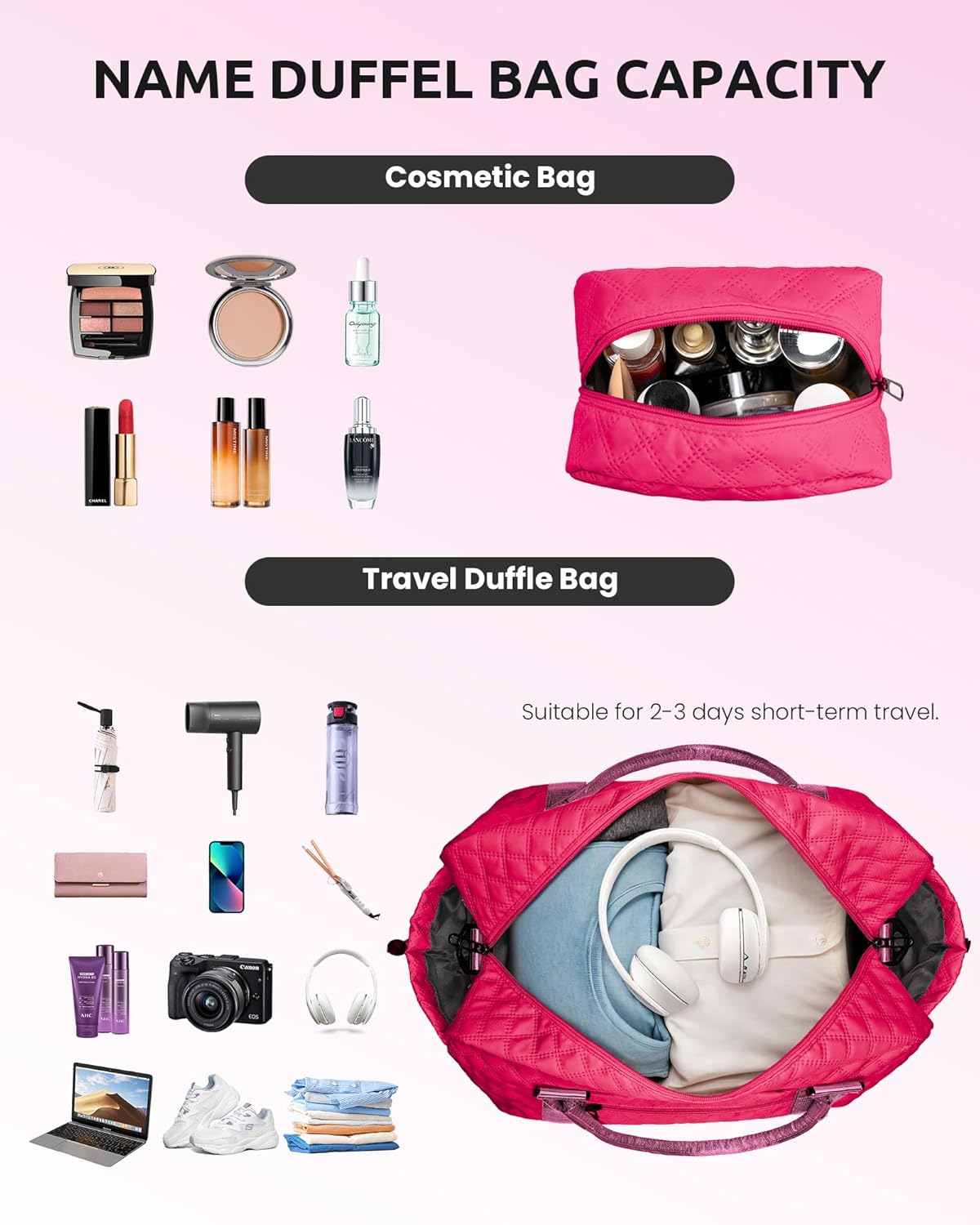 Sweet 15 Gifts for Girls-Initial Travel Bag with Shoe Compartment, Personalized Weekender Bag, Monogram Overnight Bag for Women, Letter Travel Bag with Makeup Bag (Letter B)