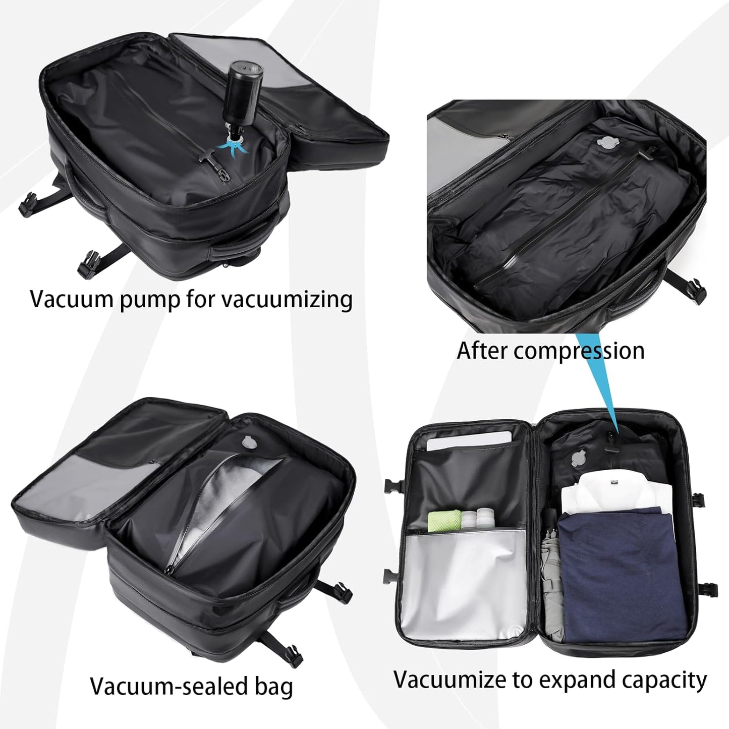 Vacuum-sealed travel computer backpack, Water-Resistant, With vacuum pump, Multiple Compartments, Anti-theft combination lock (Green)
