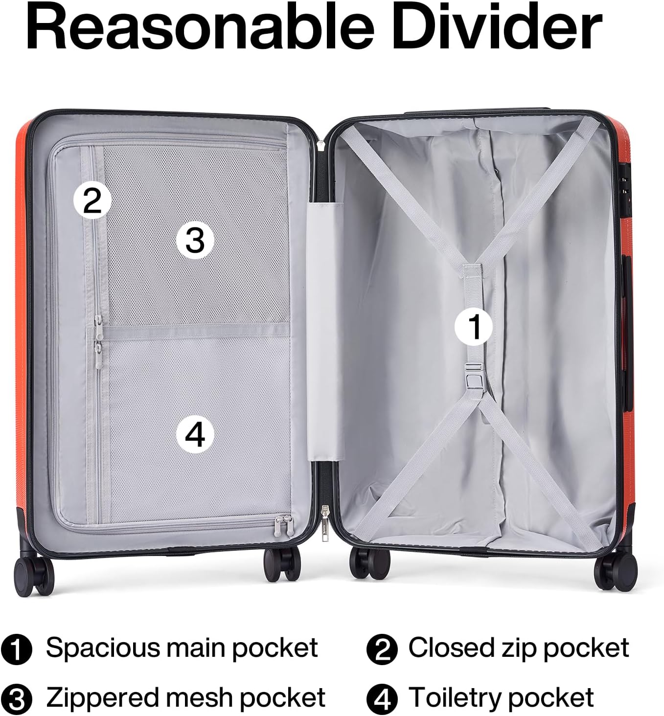 Hanke 20 Inch Carry On Luggage 22x14x9 Airline Approved Lightweight PC Hard Shell Suitcases with Wheels Travel Luggage Rolling Suitcase Travel Luggage Bag Christmas Gifts for Birthday （Orange）