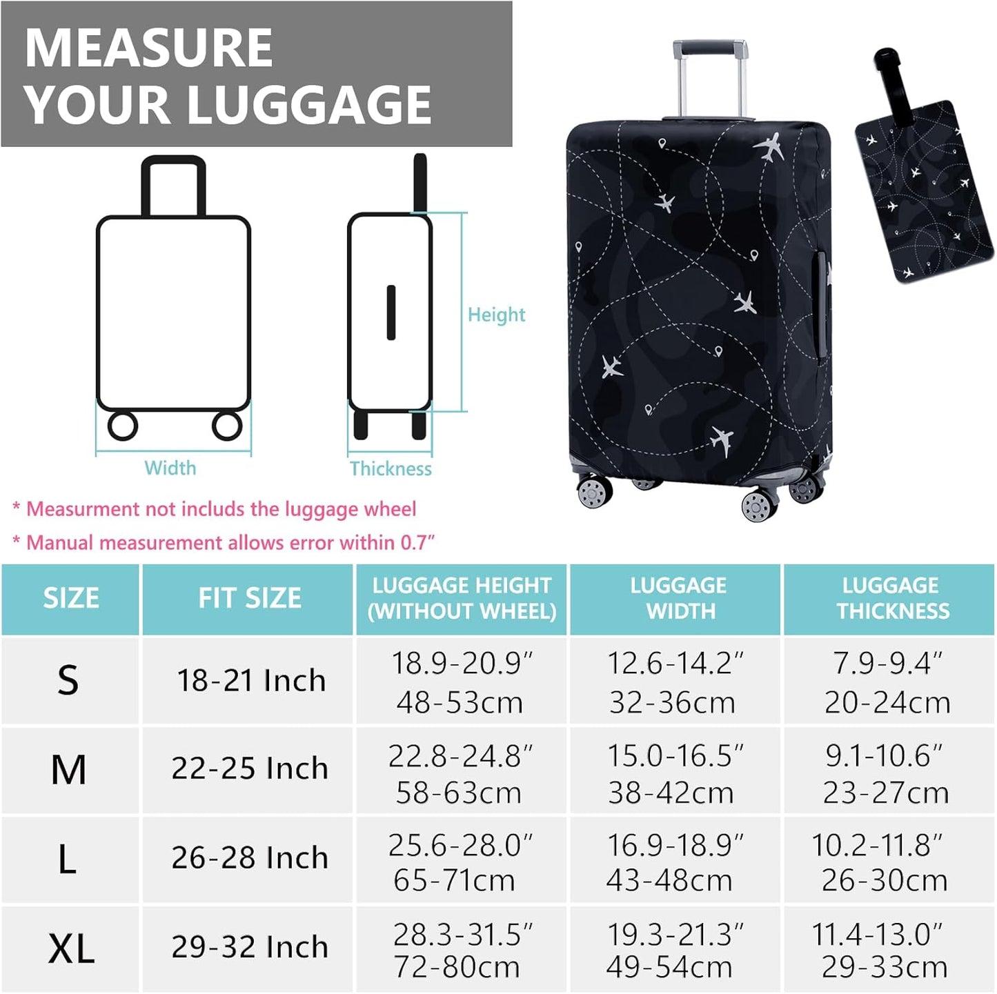 Travelkin Luggage Covers With Tag For Suitcases Tsa Approved,Suitcase Covers Protector Fit 18-32 Inch Luggage,L