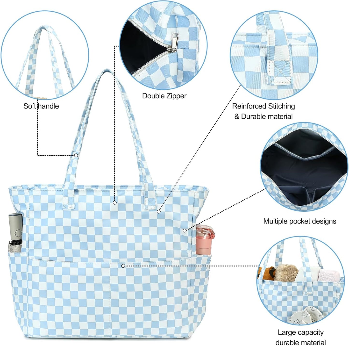 Waterproof Beach Tote Pool Bags for Women Ladies Extra Large Gym Tote Carry On Bag With Wet Compartment for Weekender Travel
