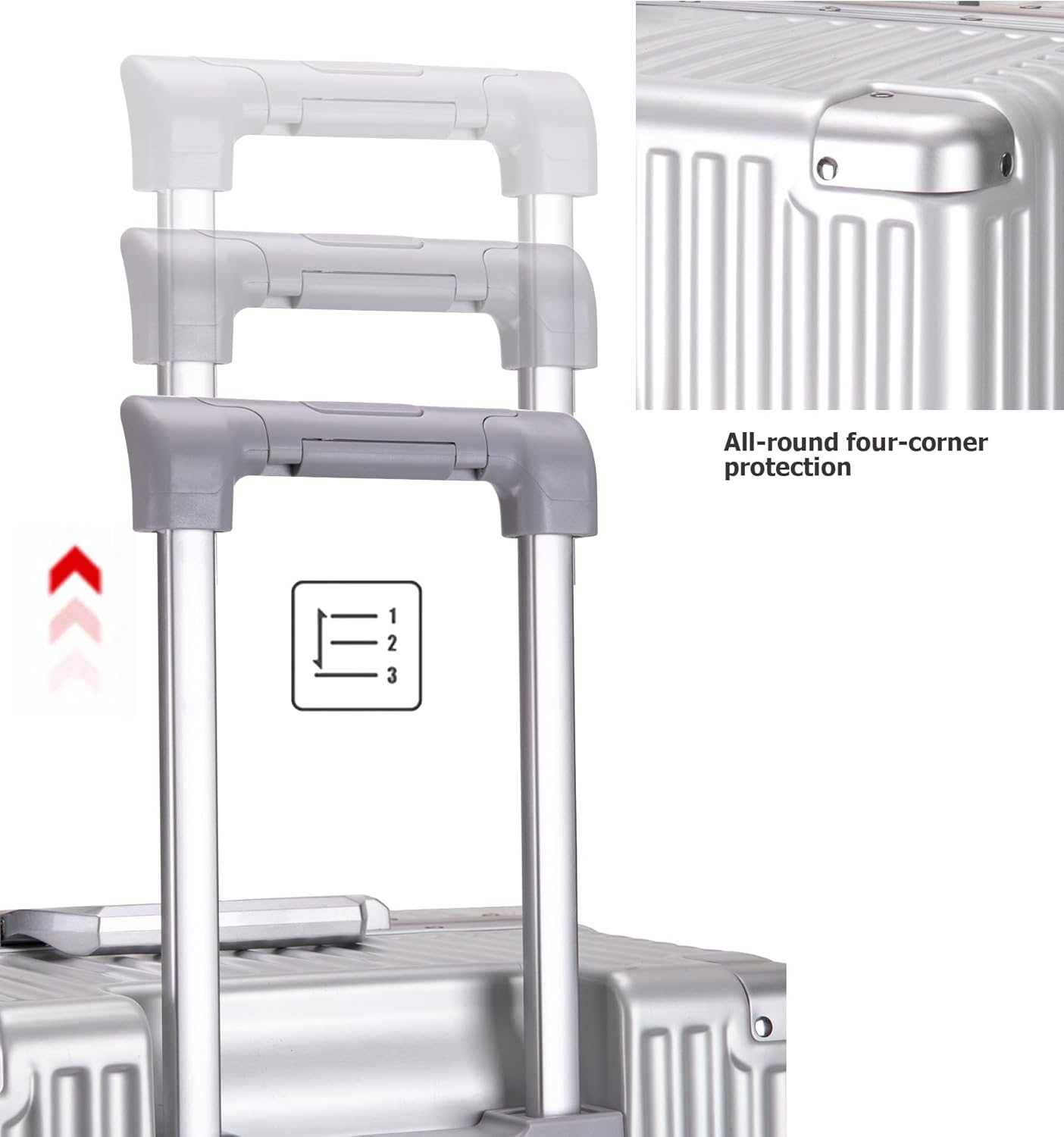 feilario 30in Super Large Captain Aluminum Frame Hardside Spinner Wheels Luggage, Zipperless Checked Suitcase with Cup Holder/Phone Holder