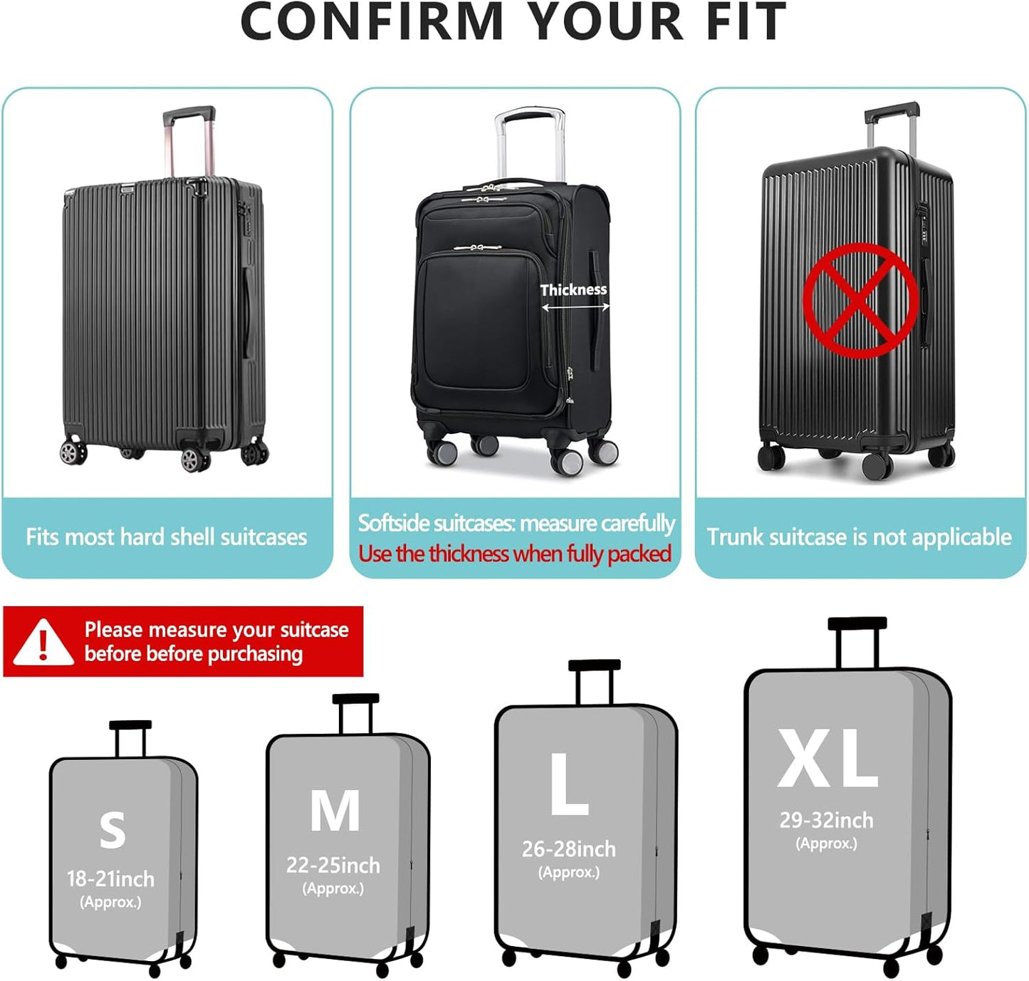 Travelkin Luggage Covers For Suitcase Tsa Approved,Suitcase Cover Protector Fit 18-32 Inch Luggage (Galaxy, S)