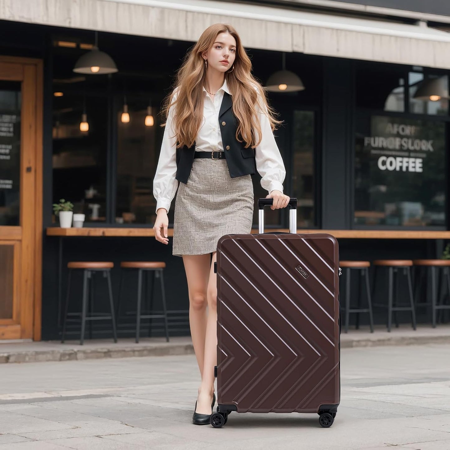 Luggage Sets 5 Piece, Suitcases with Wheels, ABS Hard Case Luggage with TSA Lock Spinner Wheels, Carry On Luggage Set(5 Piece Sets (20"/24"/28"/DB/TB))