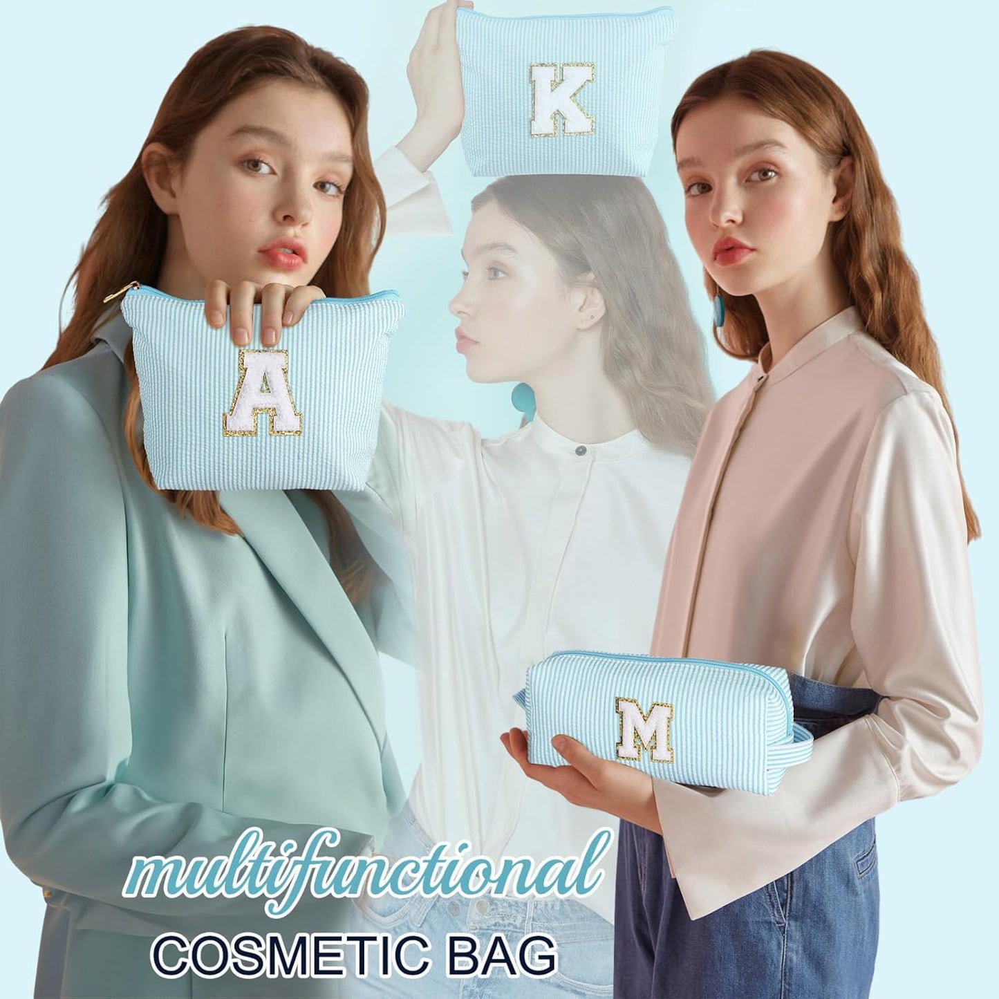 YOOLIFE Gifts for Women & Girls, Teen & Birthday Gifts, Personalized Initial Makeup Bag