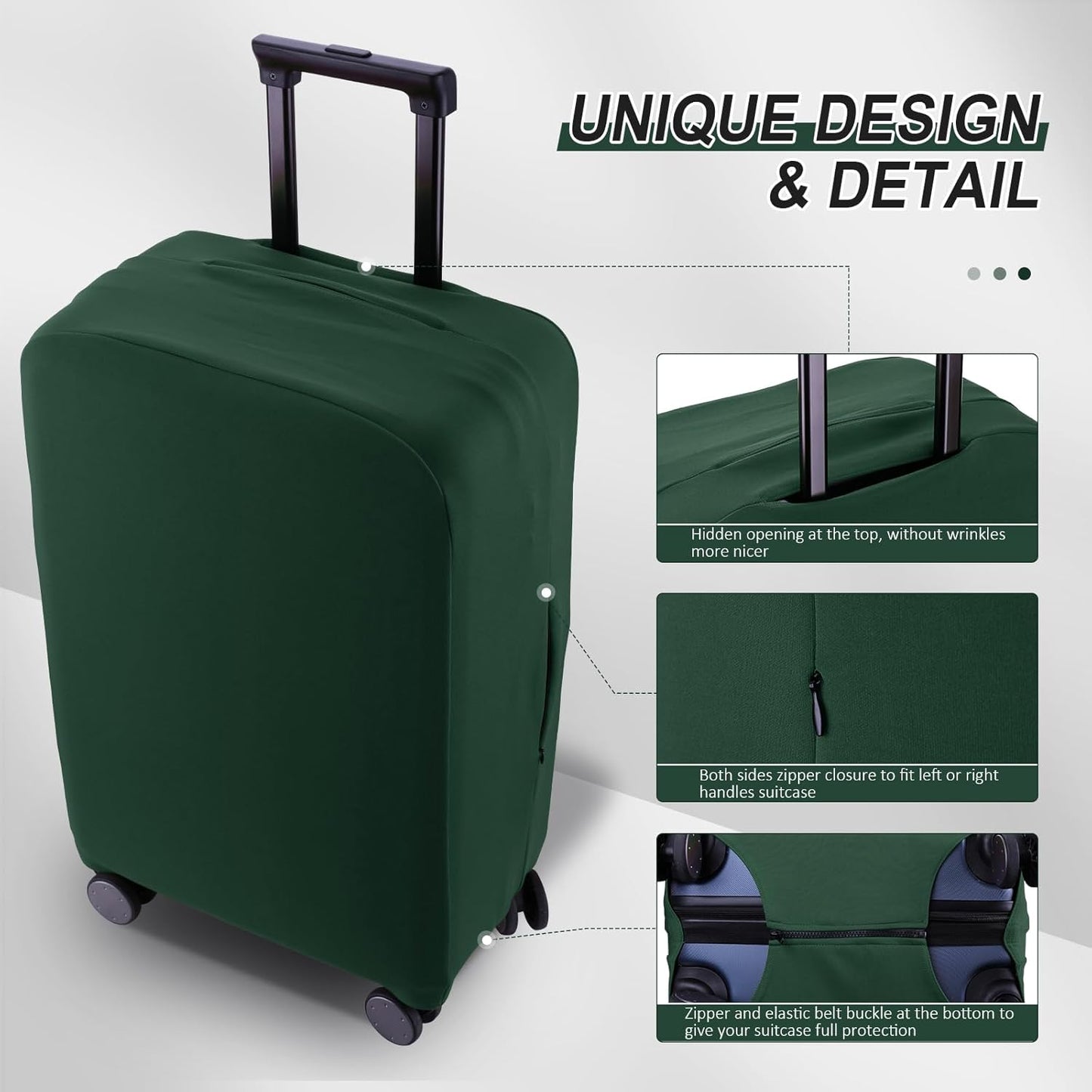 Travel Luggage Cover Suitcase Protector Scratch-Resistant Fit 19-31 Inch Suitcase, Not Included Suitcase (Avocado Green, 2XL(30-31 inch))