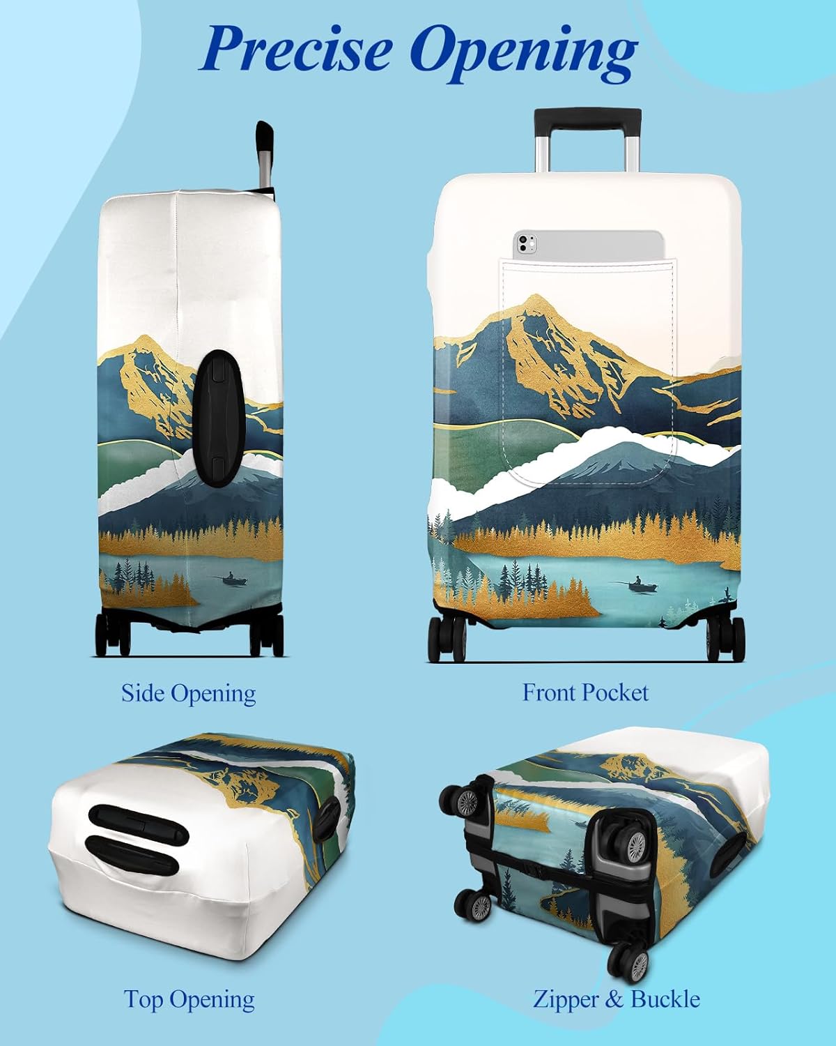 Slohif Luggage Cover for Suitcase Tsa Approved Protector - Luggage Sleeve Large Suit Case Cover Travel Stretch Baggage Case Protective Washable Fit 29-30 Inch Mountain L