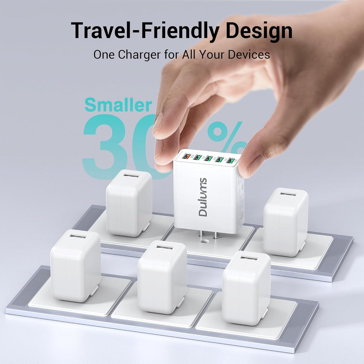 50W USB Wall Charger Block,2Pack 5-Port Charger Fast Charging Block QC 3.0 Multiport Box Brick Cube USB A Wall Plug for iPhone 16/15/14 Pro Max Plus, iPad,Galaxy, LG, Moto, Android Phones,AirPorts