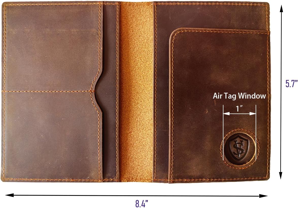 STAR VISTA Albatross Leather Travel Passport Holder, Minimalist Design, Full Grain Leather Case for Men and Women - Slim Passport Wallet, Bifold, RFID Blocking, with AirTag Holder