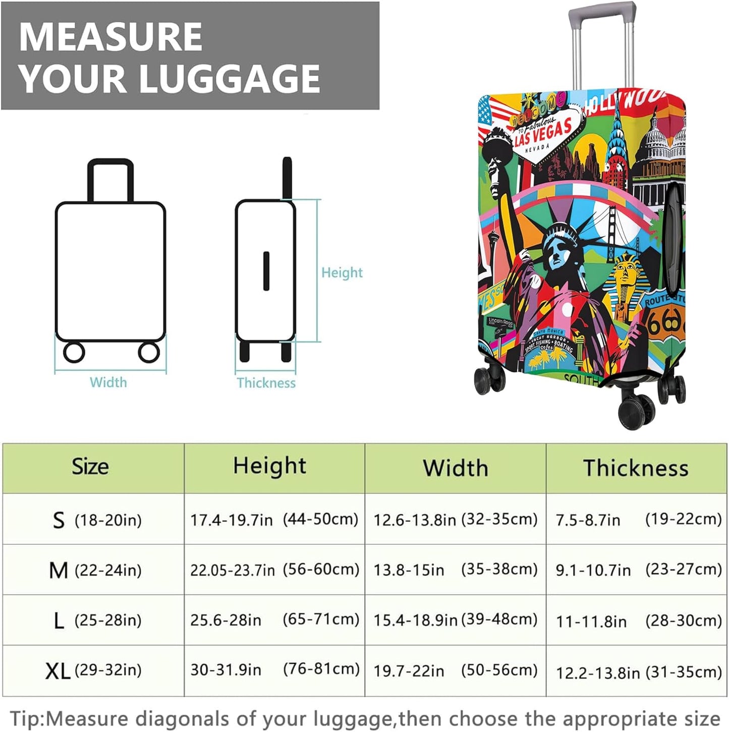 Travel Luggage Cover Suitcase Protector Fits 18-32 Inch Wheel Covers PatternedTravel Related Items Flower Luggage Protector Elastic XL