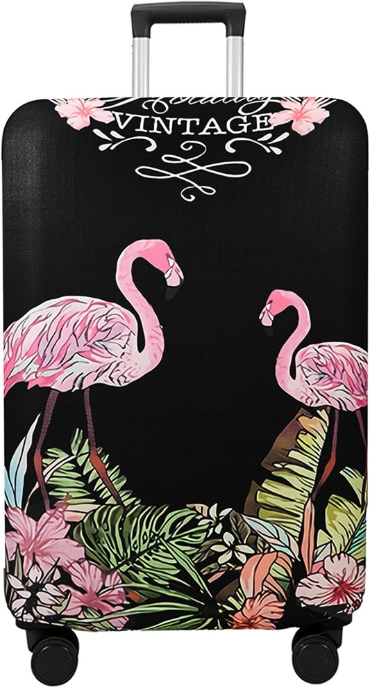 WUJIAONIAO Travel Luggage Cover Baggage Suitcase Protector Fit for 18-32 Inch Luggage (L (for 25-28 inch luggage), flamingo)