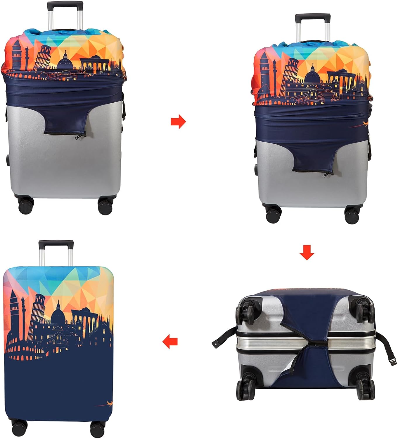 WUJIAONIAO Travel Luggage Cover Spandex Suitcase Protector Washable Baggage Covers (XL (for 29-32 inch luggage), City)