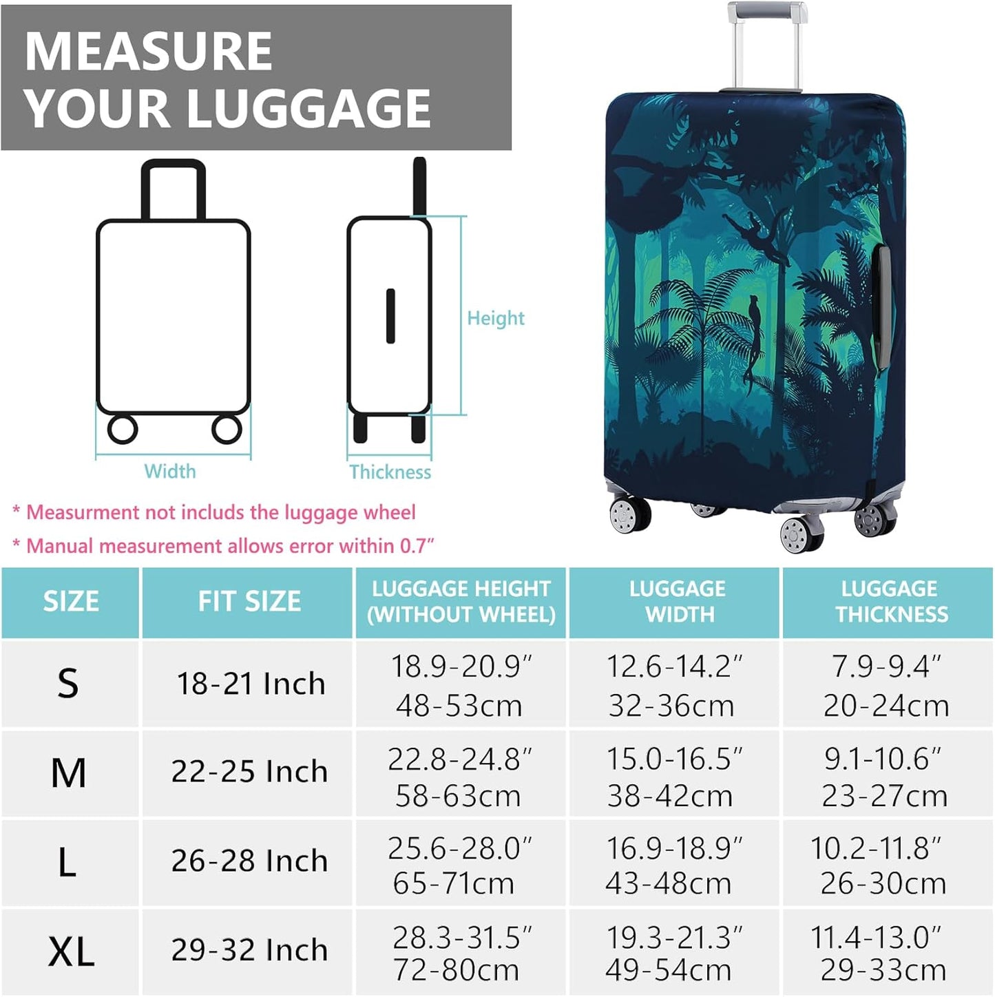 Travelkin Luggage Cover Washable Suitcase Cover Suitcase Protector Anti-scratch Suitcase cover Fits 18-32 Inch Luggage(L for 26-28 Inch Luggage)