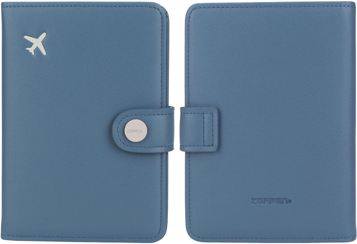 ZOPPEN Passport Holder Women, Passport Cover Travel Wallet Rfid Blocking Passport Wallet Cover Case Travel Essentials Document Organizer, Denim Blue