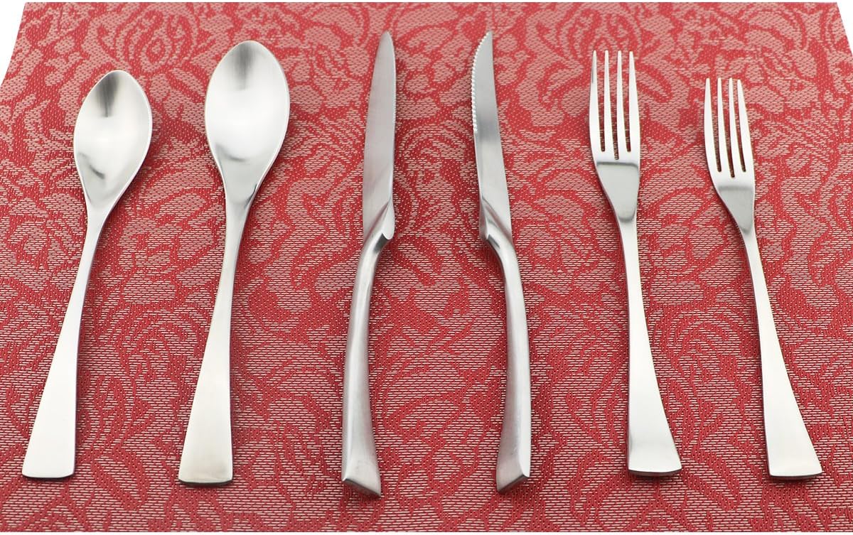 6-Piece Flatware Set,Extra Thick Heavy Duty - 18/10 Stainless Steel Cutlery Sets,High Matte Finish Silverware Flatware Sets Service for 1,Use for Home,Kitchen, Utensil Sets