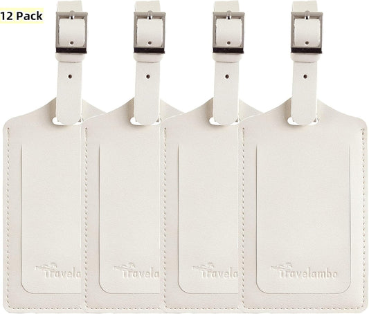 Travelambo Luggage Tags for Suitcases PU Leather Travel Tags Bag Tags Privacy Protection Travel Essentials